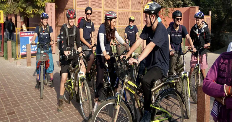 Group of tourists on Cycling in Agra Image